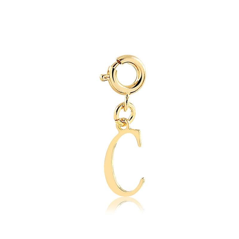 PINGENTE LETRA LISA BANHADO OURO - LETRA C