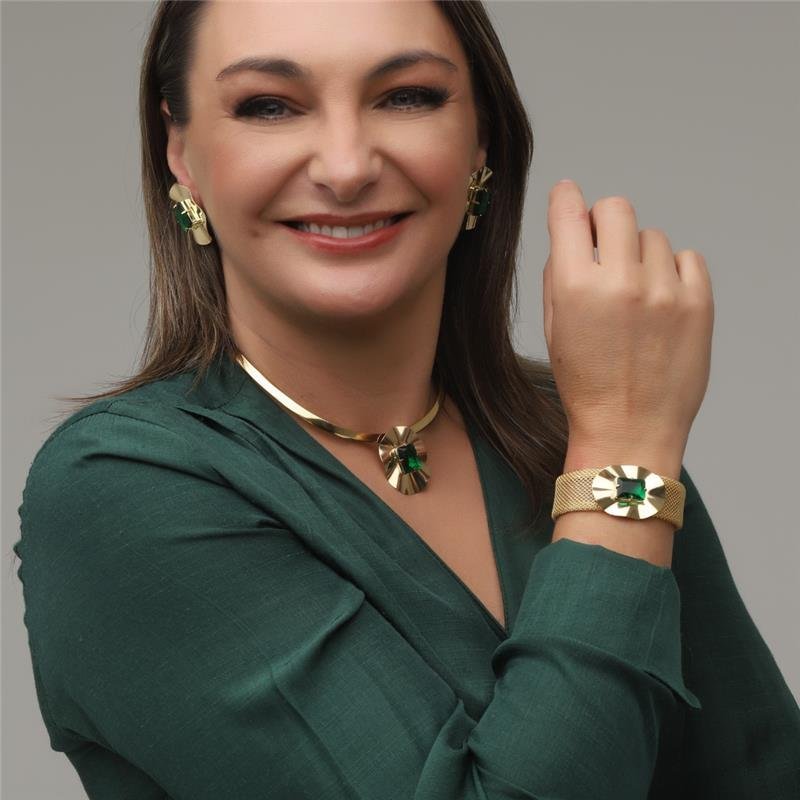 PINGENTE PEDRA BANHADO OURO