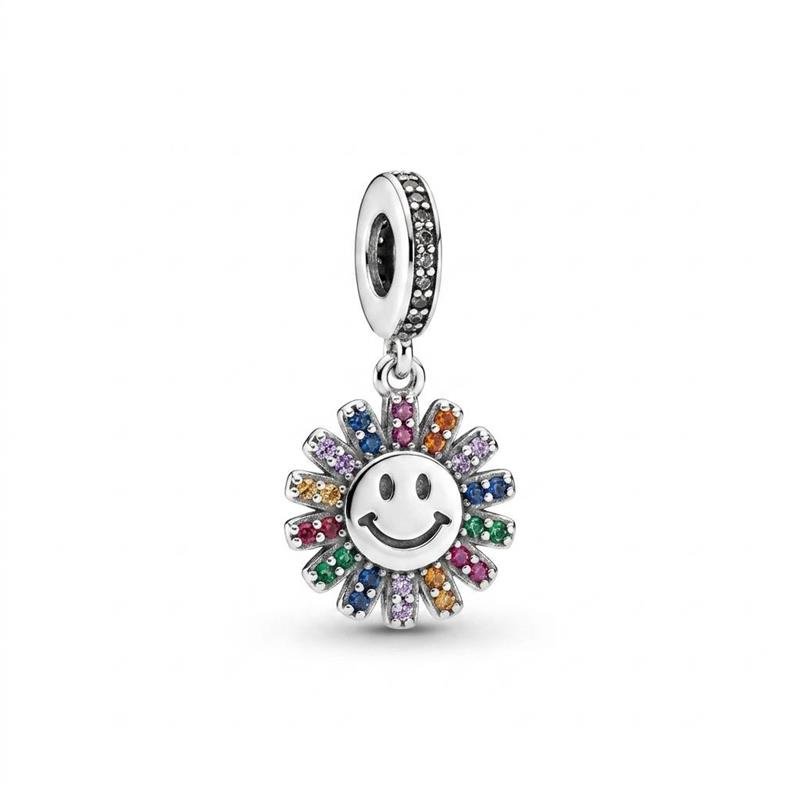 PINGENTE CHARM FLOR CRAVEJADA PRATA 925 - COLORIDO