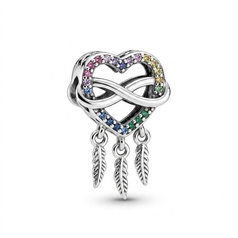 PINGENTE CHARM CORAÇÃO INFINITO PRATA 925 - COLORIDO
