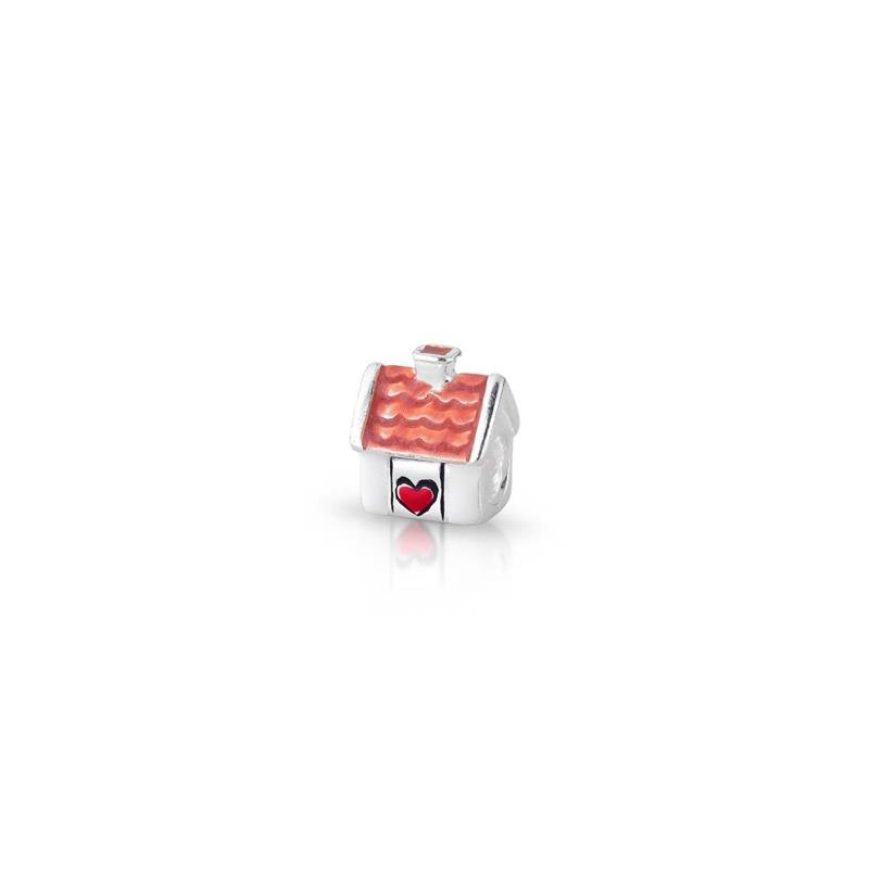 PINGENTE CHARM CASA PRATA 925 - VERMELHO E BRANCO