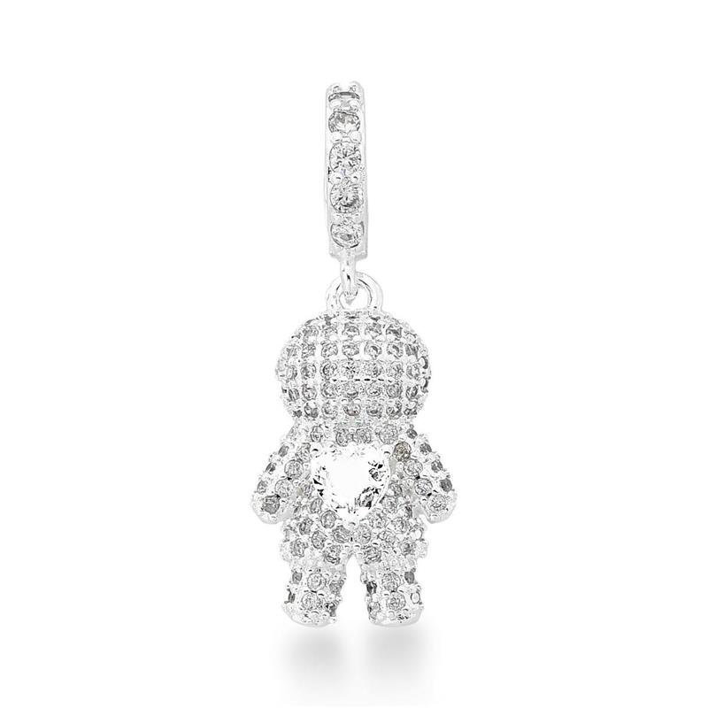 PINGENTE MENINO CRAVEJADO BANHADO PRATA - CRISTAL