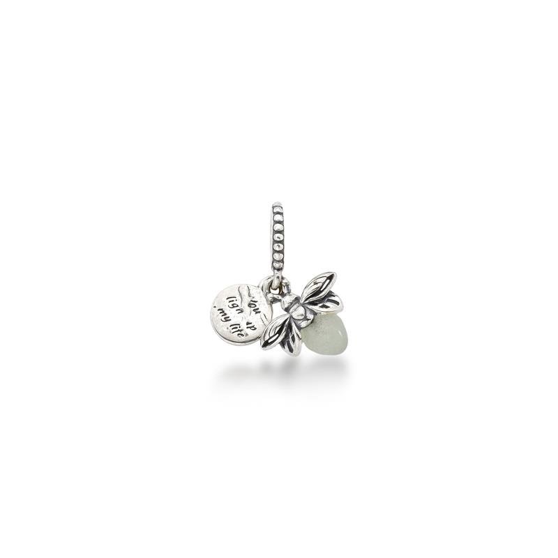 PINGENTE CHARM ABELHA LUMINOUS PRATA 925 - AZUL CLARO