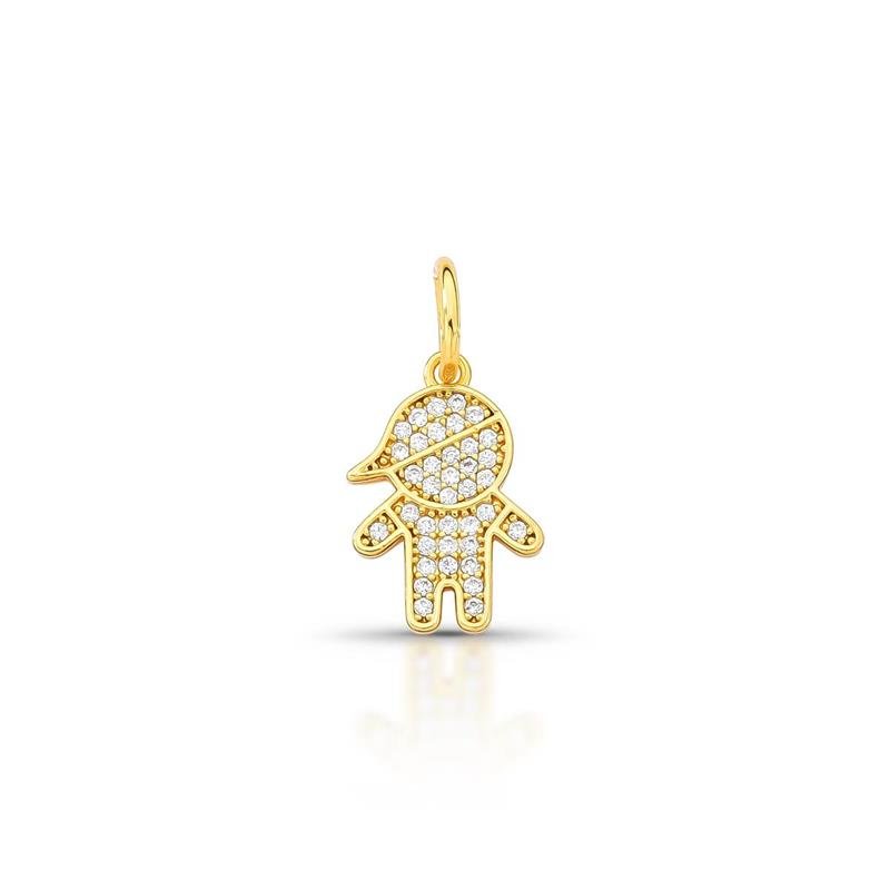PINGENTE MENINO CRAVEJADO BANHADO OURO - CRISTAL