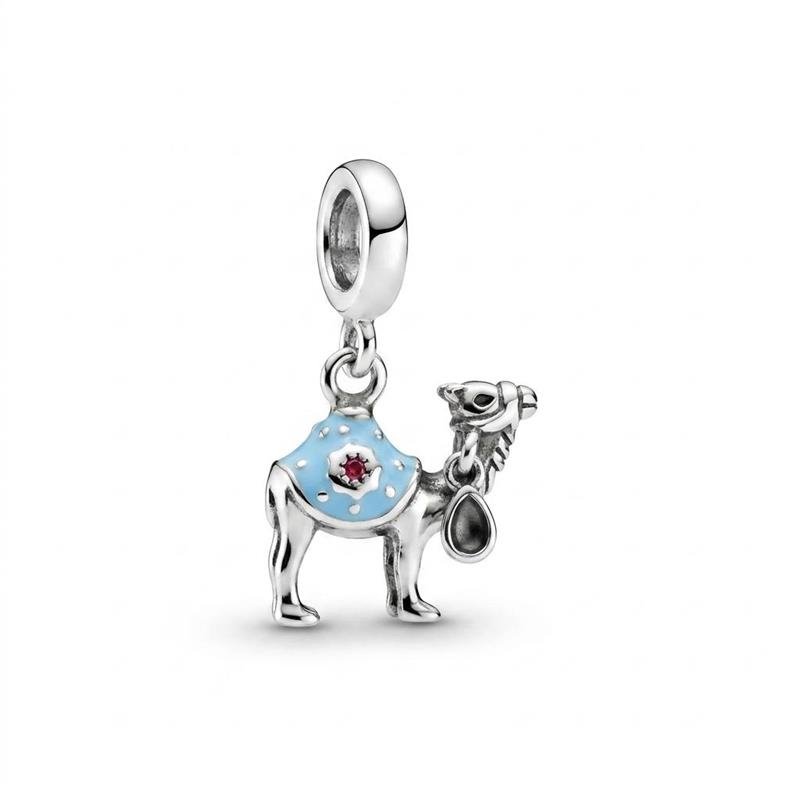 PINGENTE CHARM CAMELO PRATA 925 - AZUL CLARO