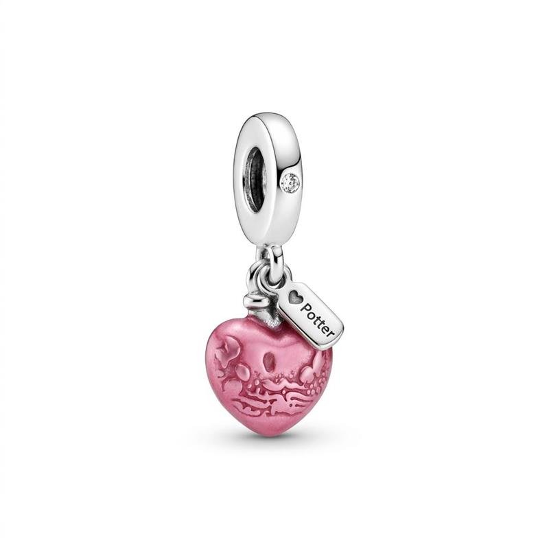 PINGENTE CHARM CORAÇÃO PRATA 925 - PINK