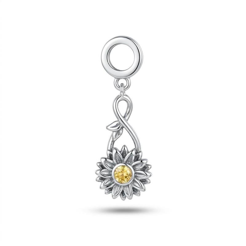 PINGENTE CHARM FLOR PRATA 925 - CRISTAL