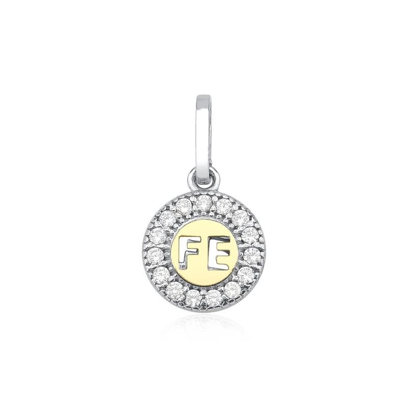 PINGENTE FÉ COM FILETE DE OURO 10K PRATA 925 - CRISTAL