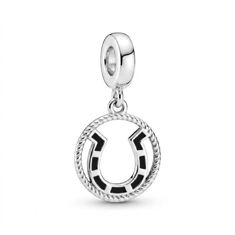 PINGENTE CHARM FERRADURA PRATA 925 - PRETO