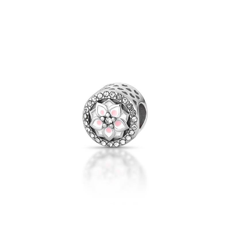 PINGENTE CHARM SEPARDOR FLOR AÇO INOX - CRISTAL