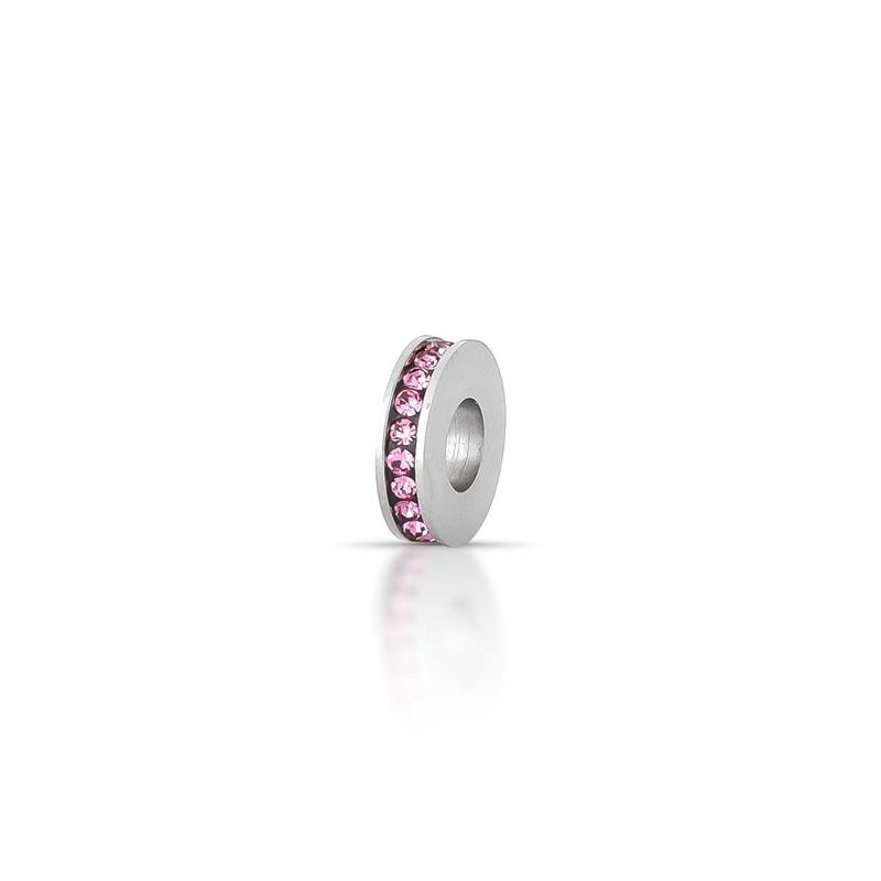 PINGENTE CHARM CRAVEJADO AÇO INOX - ROSA