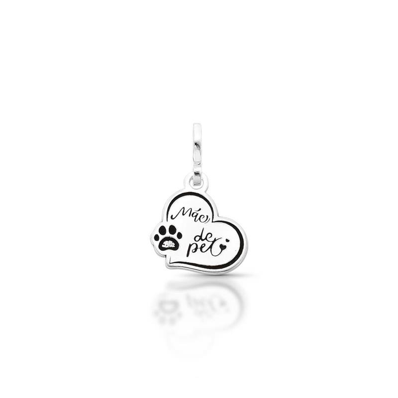 PINGENTE CHARM MÃE DE PET PRATA 925 - PRETO
