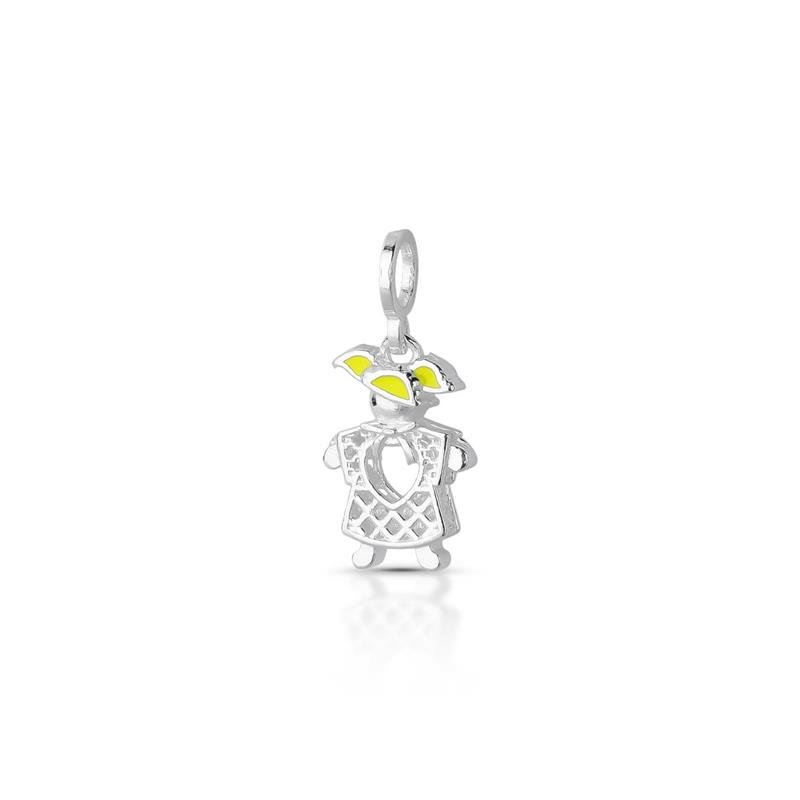 PINGENTE CHARM MENINA PRATA 925 - AMARELO 