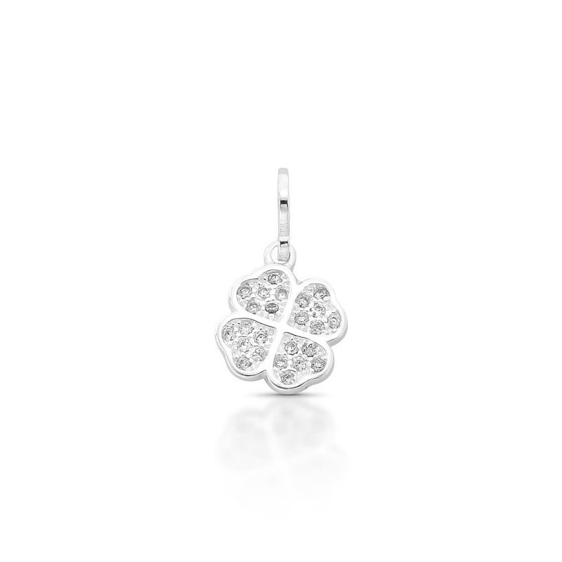 PINGENTE CHARM TREVO CRAVEJADO PRATA 925 - CRISTAL