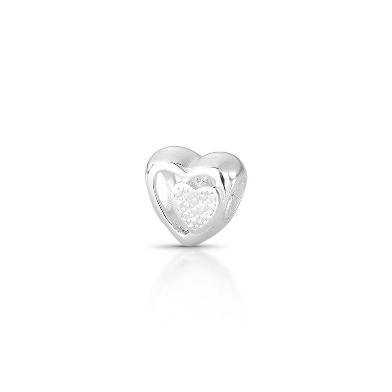 PINGENTE CHARM CORAÇÃO PRATA 925 - CRISTAL