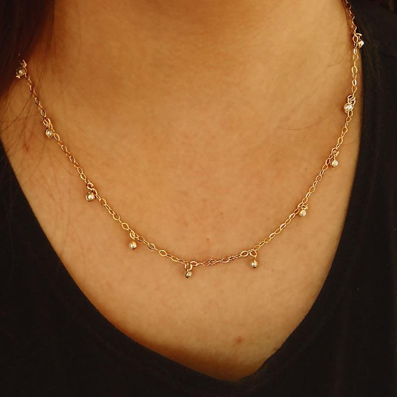 COLAR PEROLAS FOLHEADO OURO