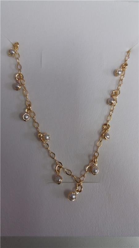 COLAR PEROLAS FOLHEADO OURO