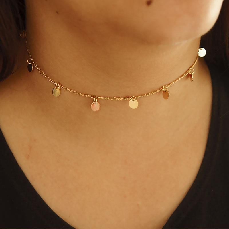 COLAR CHOCKER CIGANA FOLHEADO OURO