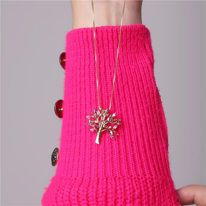 GARGANTILHA ARVORE DA VIDA FOLHEADA A OURO