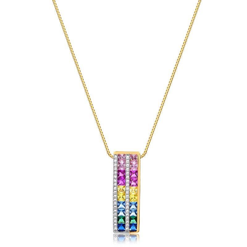 GARGANTILHA CRAVEJADA EM MICRO ZIRCÔNIAS FOLHEADA A OURO 18K
