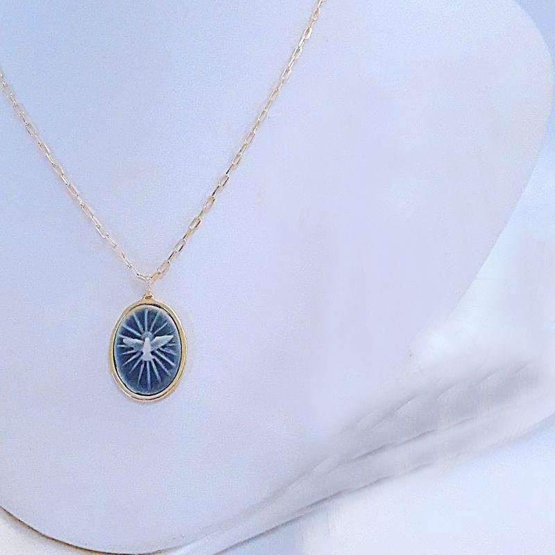 COLAR ESPIRITO SANTO COM ZIRCÔNIA FOLHEADO OURO