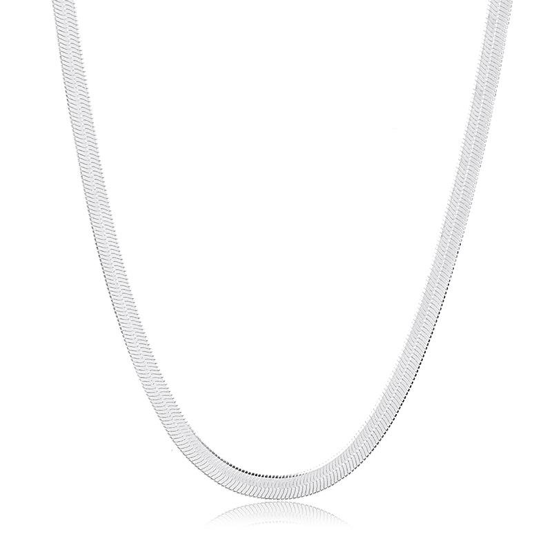 GARGANTILHA MALHA 4MM BANHADO PRATA - .