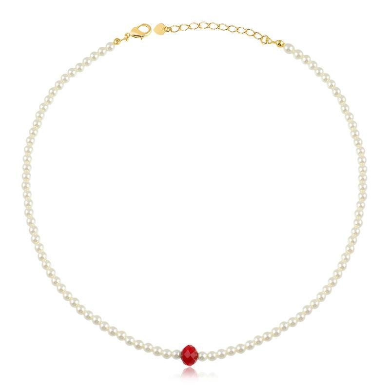 COLAR PEROLA FOLHEADO A OURO COM MURANO