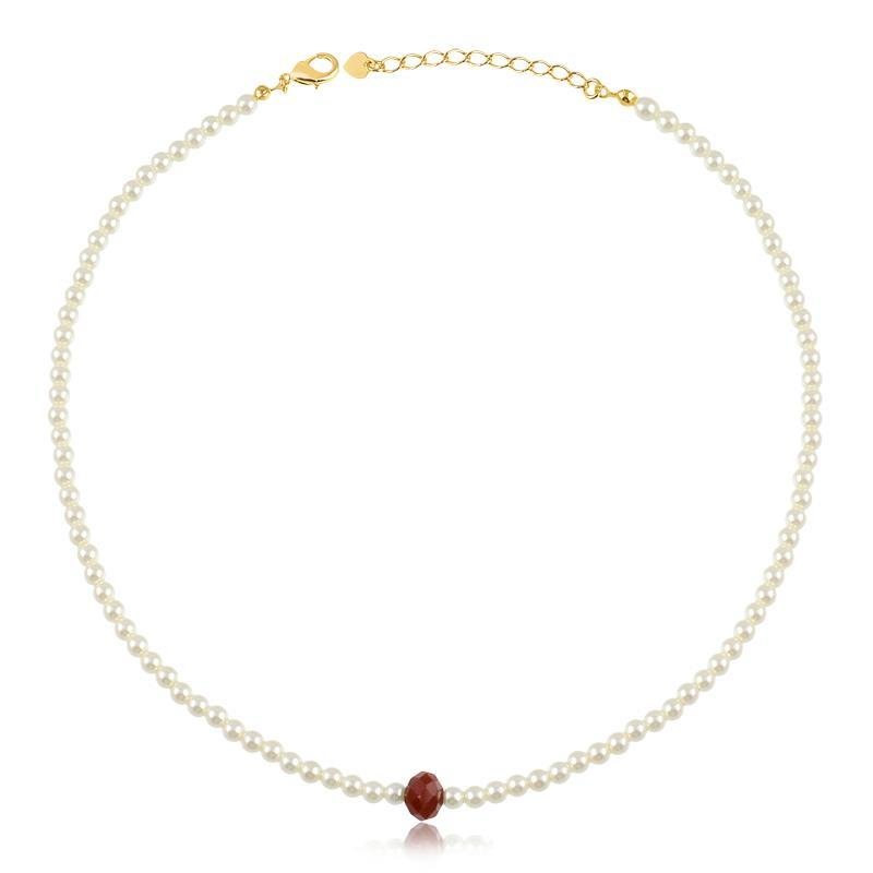 COLAR PEROLA FOLHEADO A OURO COM MURANO