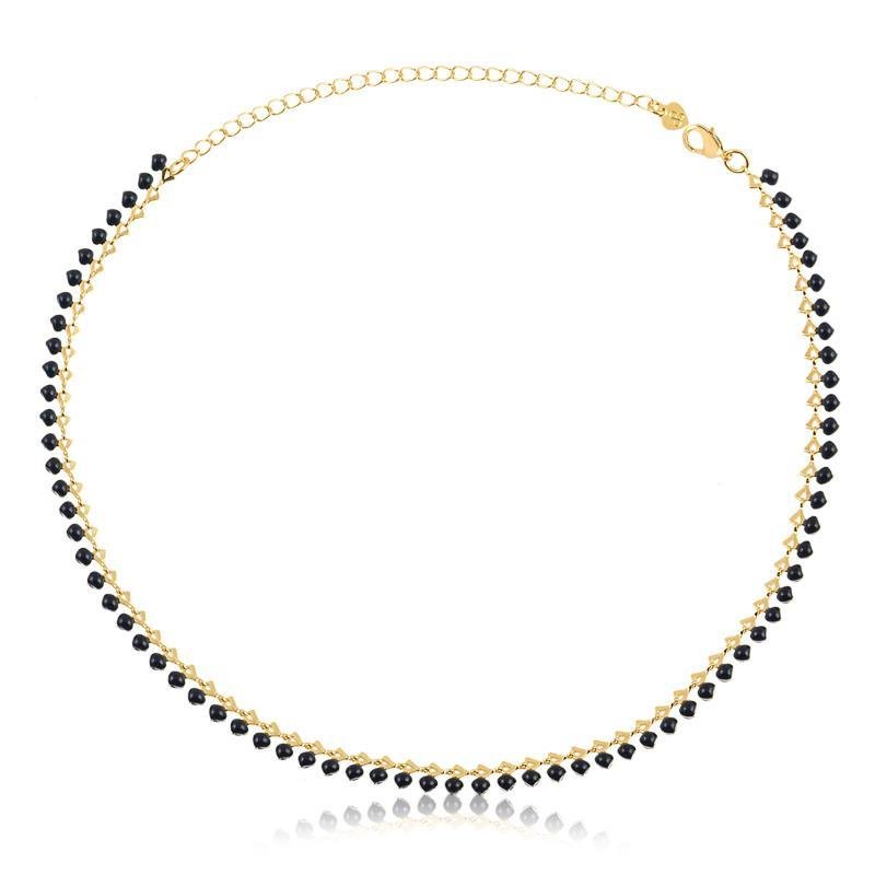 COLAR RESINA FOLHEADO A OURO TRABALHADO