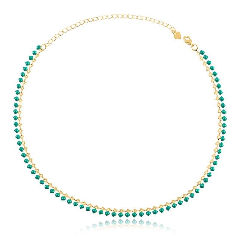 COLAR RESINA FOLHEADO A OURO TRABALHADO