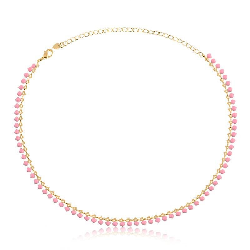 COLAR RESINA FOLHEADO A OURO TRABALHADO