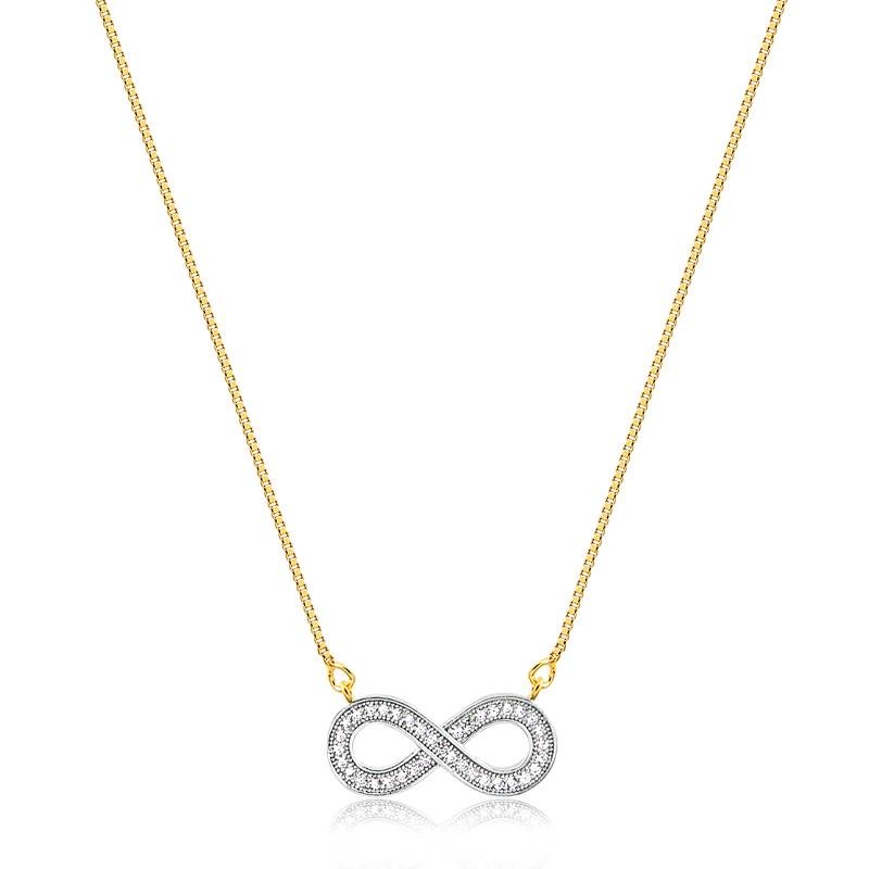 COLAR INFINITO FOLHEADO A OURO CRAVEJADO DE ZIRCONIA