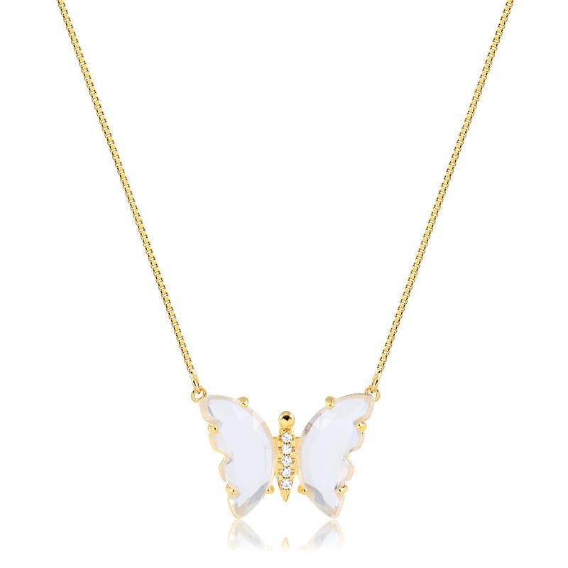 COLAR BORBOLETA FOLHEADO OURO