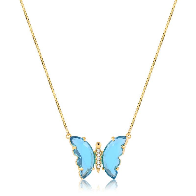 COLAR BORBOLETA FOLHEADO OURO