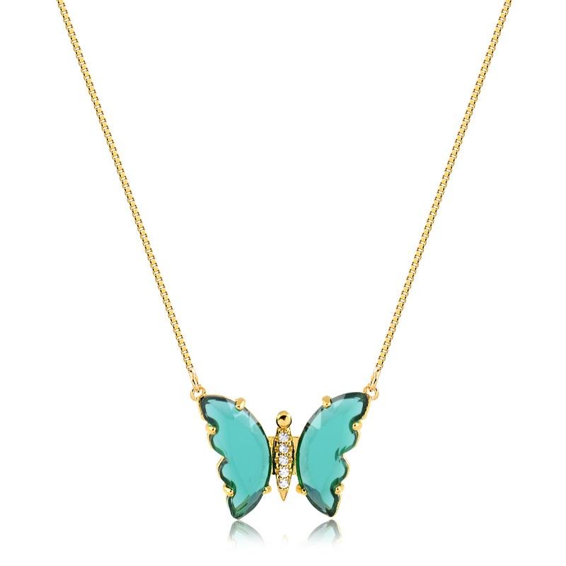 COLAR BORBOLETA FOLHEADO OURO