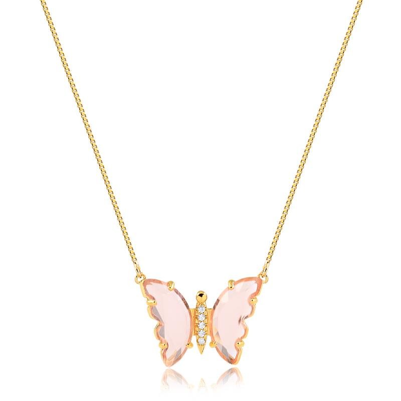 COLAR BORBOLETA FOLHEADO OURO