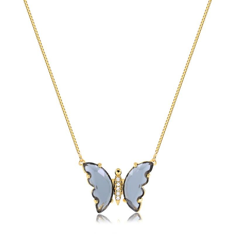 COLAR BORBOLETA FOLHEADO OURO