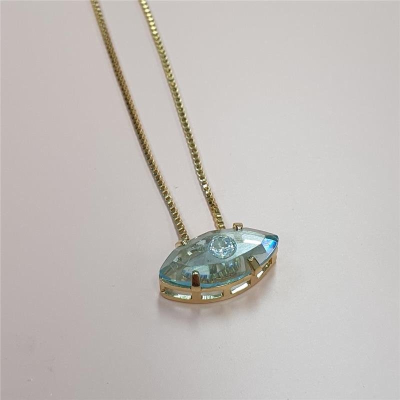 COLAR OLHO GREGO FOLHEADO OURO