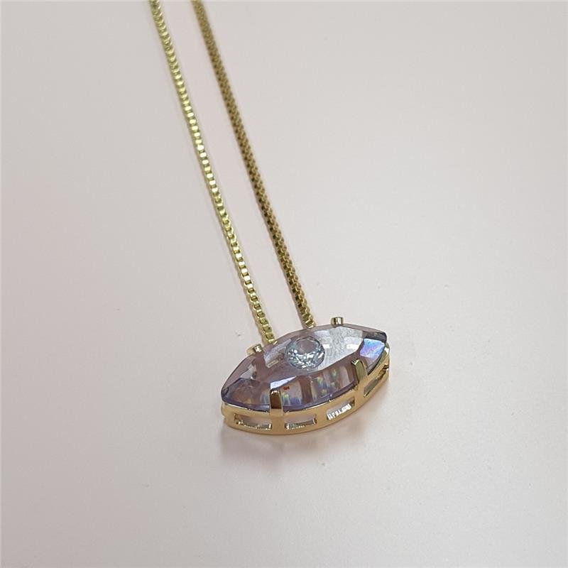 COLAR OLHO GREGO FOLHEADO OURO