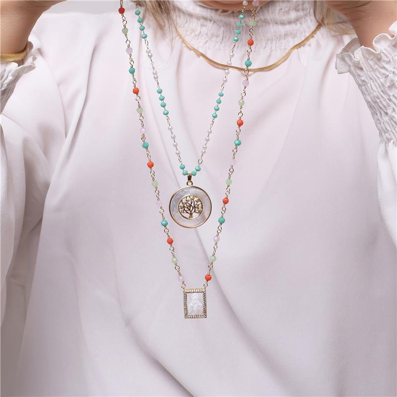 GARGANTILHA RELIGIOSA COLORIDA FOLHEADO OURO