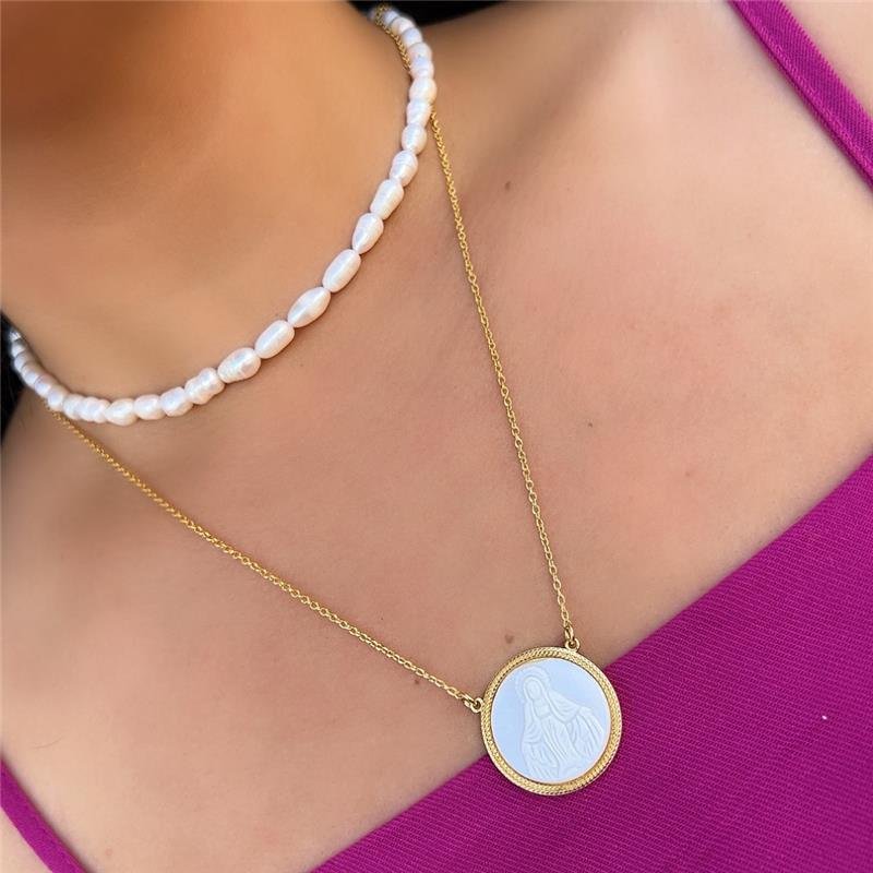 ESCAPULÁRIO GROUMET N. SENHORA DAS GRAÇAS FOLHEADO OURO