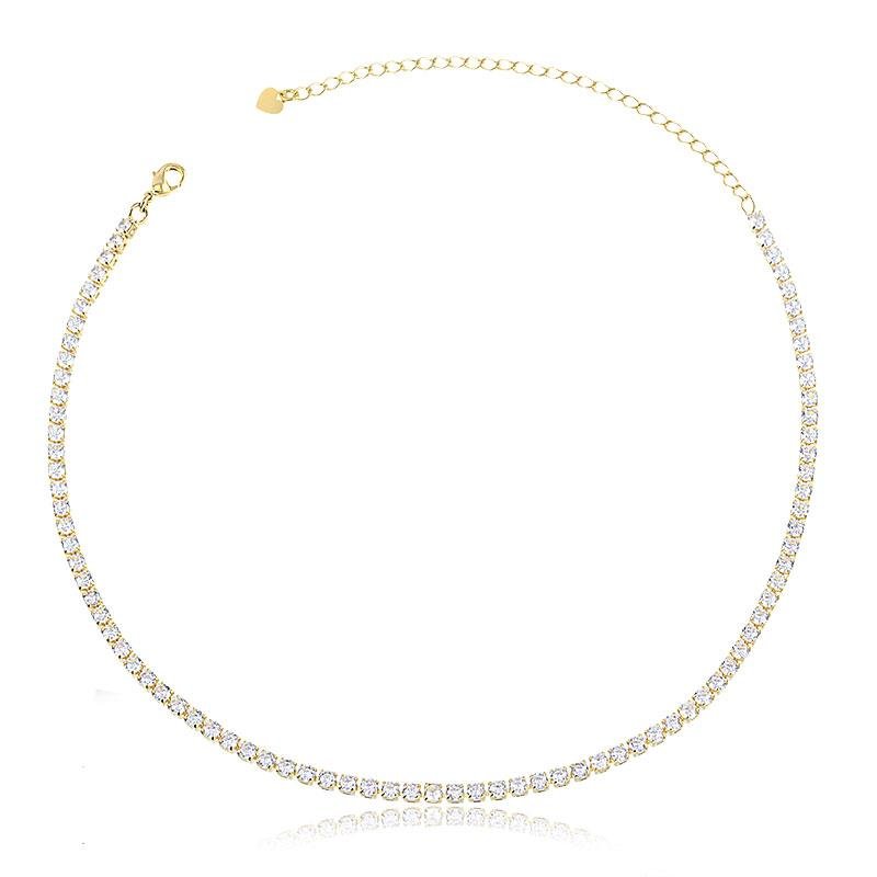 CHOKER RIVIERA3MM FOLHEADO OURO - CRISTAL