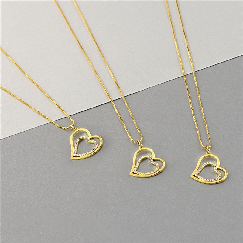 GARGANTILHA CORAÇÃO CRAVEJADO BANHADO OURO