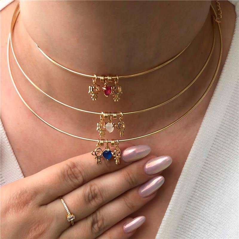 ARO FILHOS 2 MENINAS COM CORAÇÃO FOLH OURO