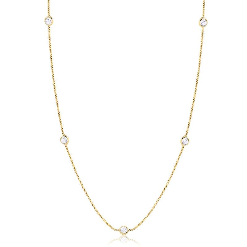 GARGANTILHA COM PONTOS DE LUZ BANHADO OURO - CRISTAL