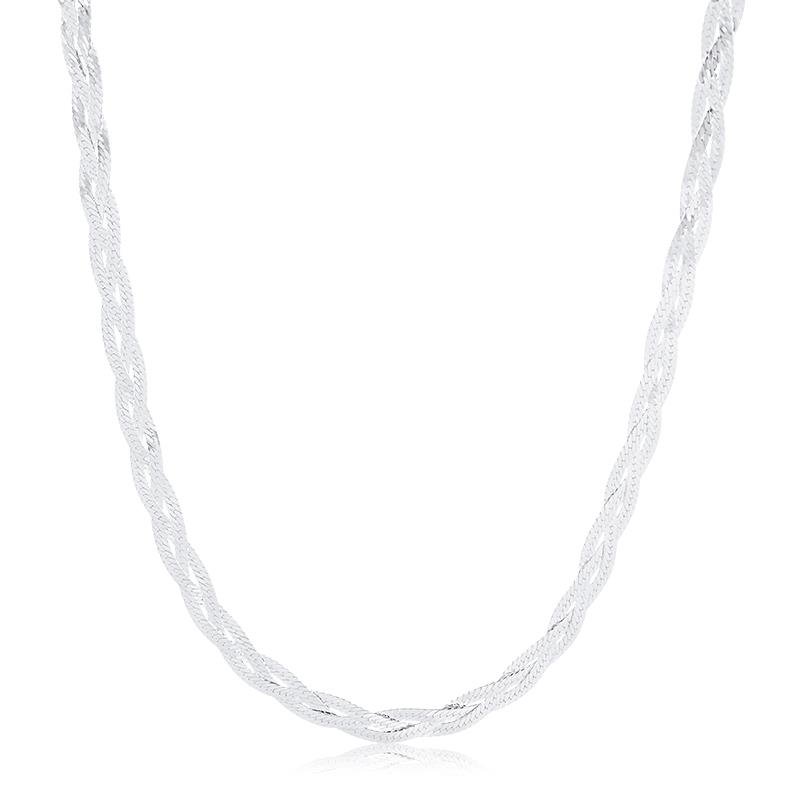 GARGANTILHA CORRENTE TRANÇADA PRATA 925 - .