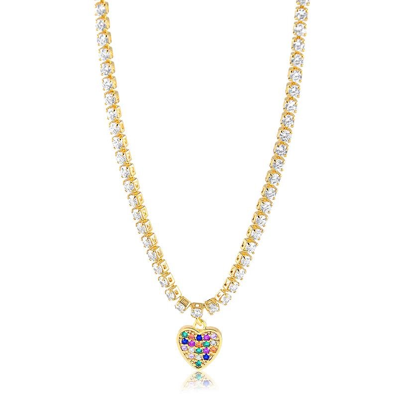 CHOKER RIVIERA COM CORAÇÃO BANHADO OURO - COLORIDO
