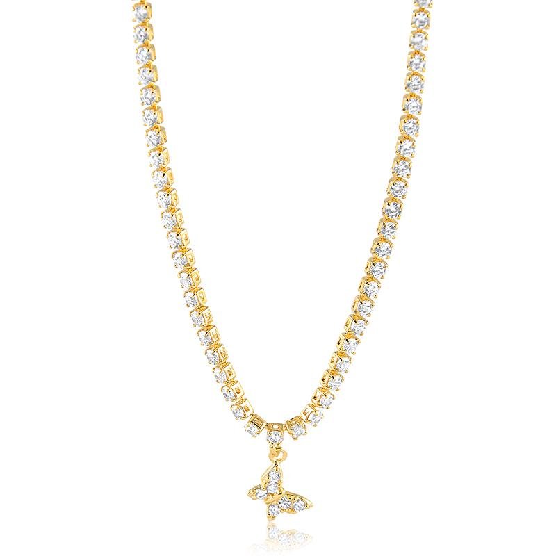 CHOKER RIVIERA COM BORBOLETA BANHADO OURO - CRISTAL