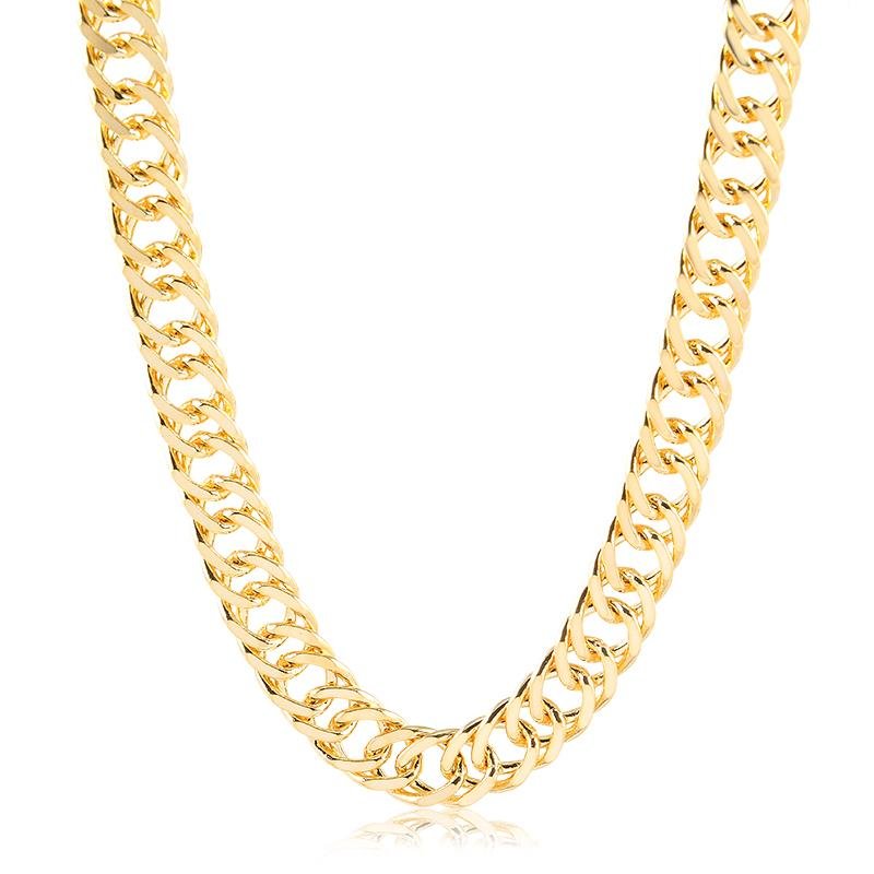 CHOKER GRUMET DUPLA BANHADO OURO - .