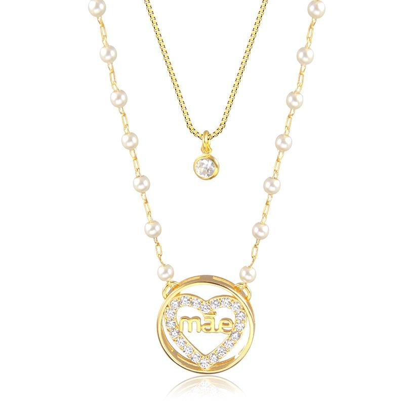 GARGANTILHA MÃE BANHADO OURO - CRISTAL